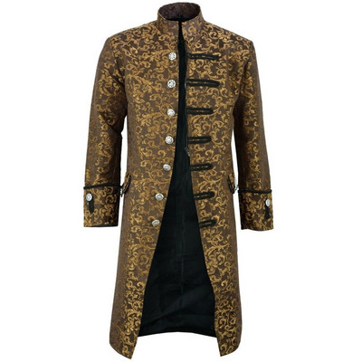 Steampunk Ανδρικό παλτό Jacquard Ανδρικό παλτό Vintage Μεσαιωνικό Gothic Ανδρικό Μακρύ παλτό Halloween Cosplay Prince Trench Coats Ανδρικά 5XL