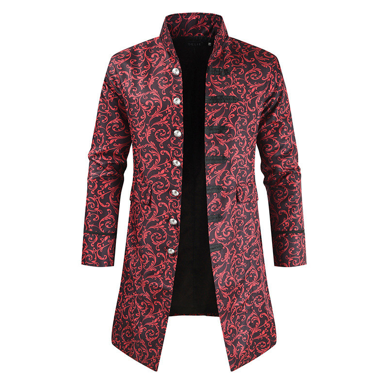 Steampunk Ανδρικό παλτό Jacquard Ανδρικό παλτό Vintage Μεσαιωνικό Gothic Ανδρικό Μακρύ παλτό Halloween Cosplay Prince Trench Coats Ανδρικά 5XL