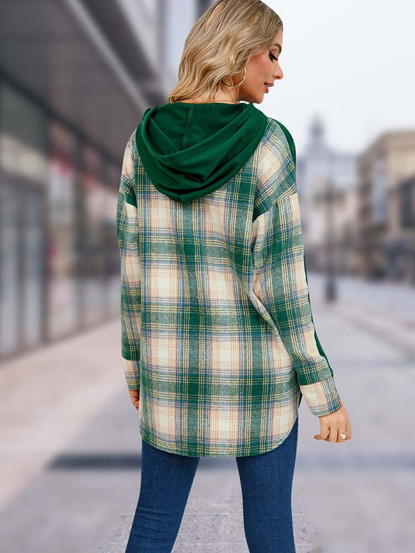 Κομψά καρό γυναικεία κουκούλα με μακρυμάνικο, τοπ μοδάτα πουλόβερ φθινόπωρο Χειμώνας Νέα σε φούτερ και φούτερ 2023