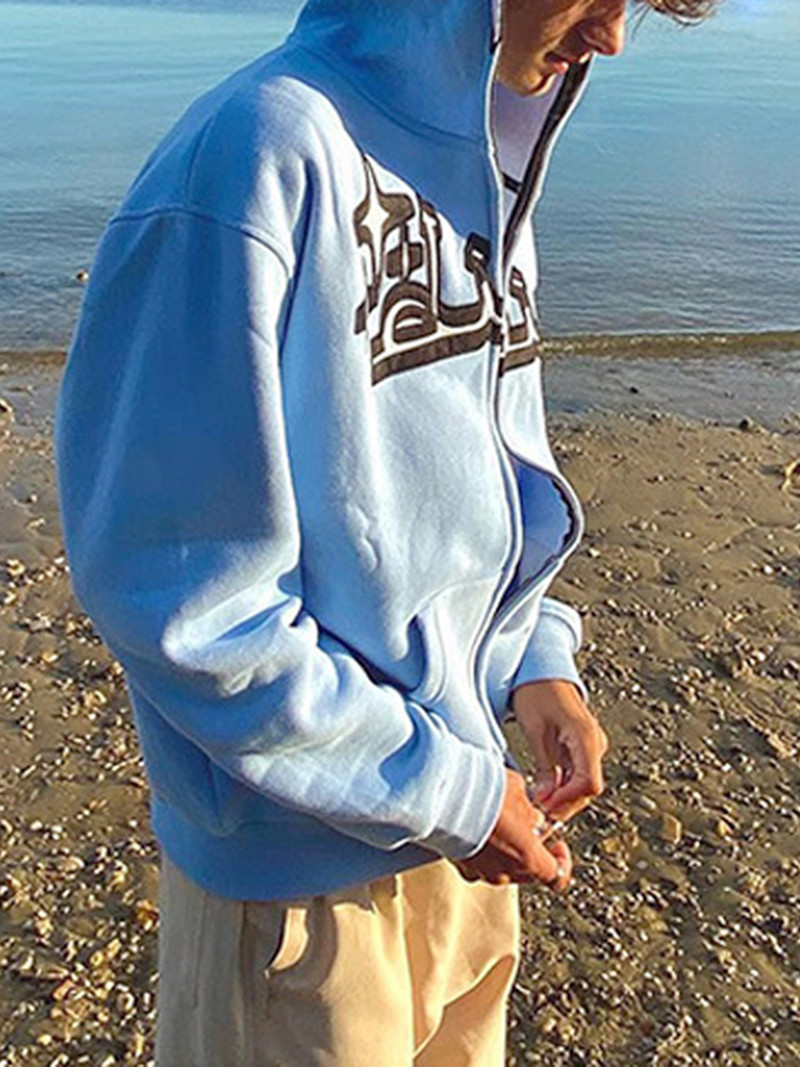 Γυναικεία φούτερ με κουκούλα Y2K Κέντημα με κουκούλα μόδας Φούτερ με μακρυμάνικο φερμουάρ πάνω από το πρόσωπο Φθινοπωρινά streetwear