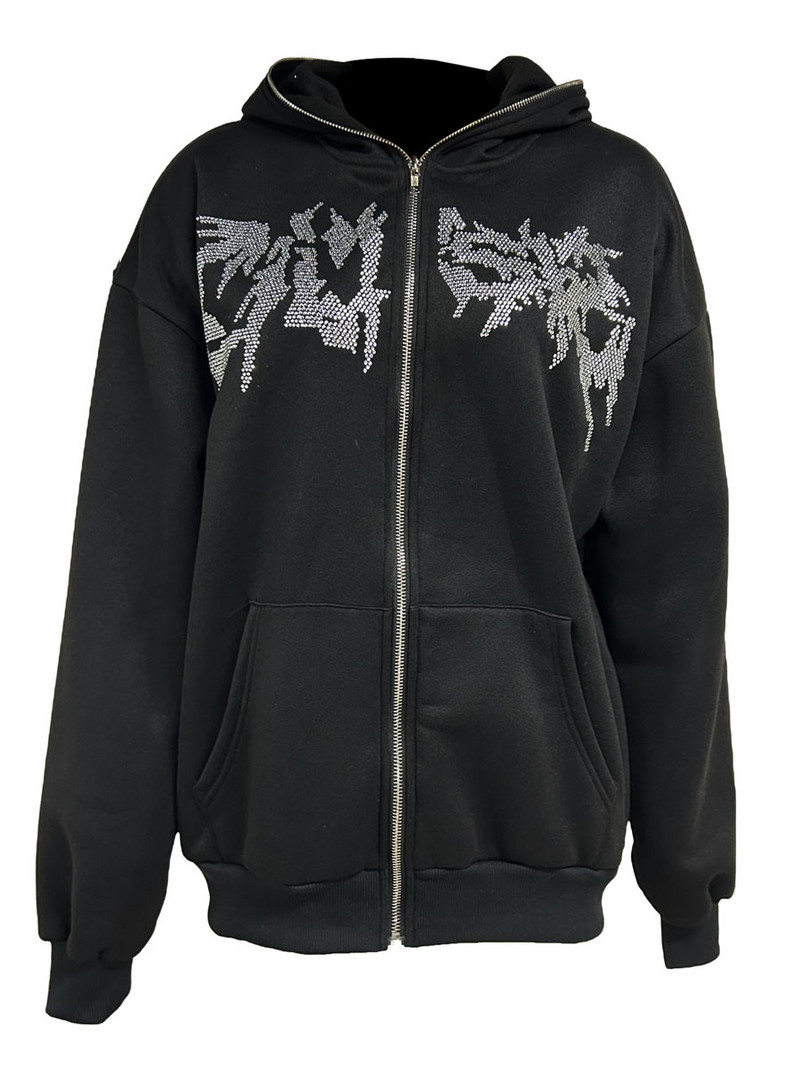 Ανδρικά γυναικεία φούτερ με κουκούλα με μακρυμάνικο τρυπάνι με φερμουάρ Μπουφάν φούτερ με τσέπες