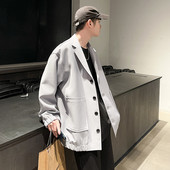 Παλτό κοστούμι με χαλαρή εφαρμογή Ανδρικό σακάκι κοστούμι Harajuku γιακά Μασίφ Streetwear Trench Ανδρικά παλτό με τσέπες μόδας Harajuku