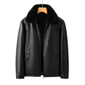 Ανδρικό χειμωνιάτικο βελούδινο χοντρό δερμάτινο μπουφάν Μεγάλη γούνα Χαλαρό casual συνθετικό δερμάτινο παλτό με κολάρο από μασίφ ανδρικό δερμάτινο πανωφόρι