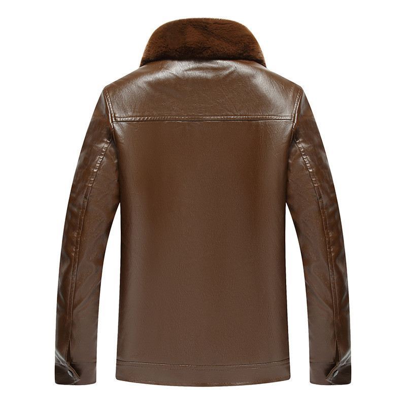 Ανδρικό χειμωνιάτικο βελούδινο χοντρό δερμάτινο μπουφάν Μεγάλη γούνα Χαλαρό casual συνθετικό δερμάτινο παλτό με κολάρο από μασίφ ανδρικό δερμάτινο πανωφόρι