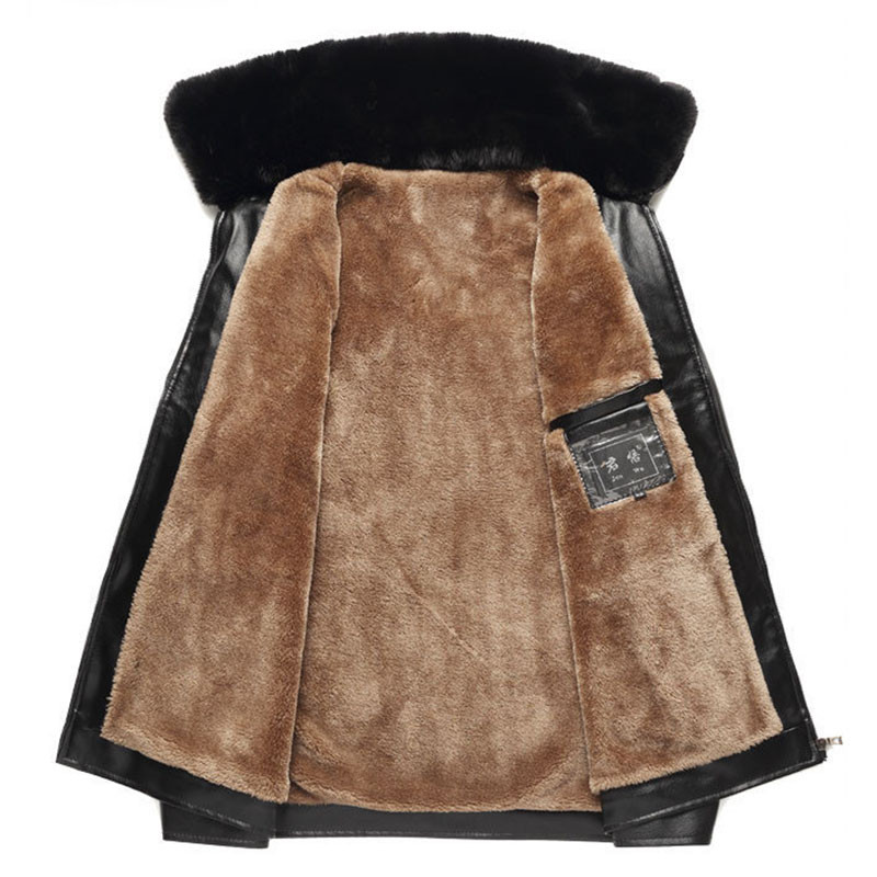 Ανδρικό χειμωνιάτικο βελούδινο χοντρό δερμάτινο μπουφάν Μεγάλη γούνα Χαλαρό casual συνθετικό δερμάτινο παλτό με κολάρο από μασίφ ανδρικό δερμάτινο πανωφόρι