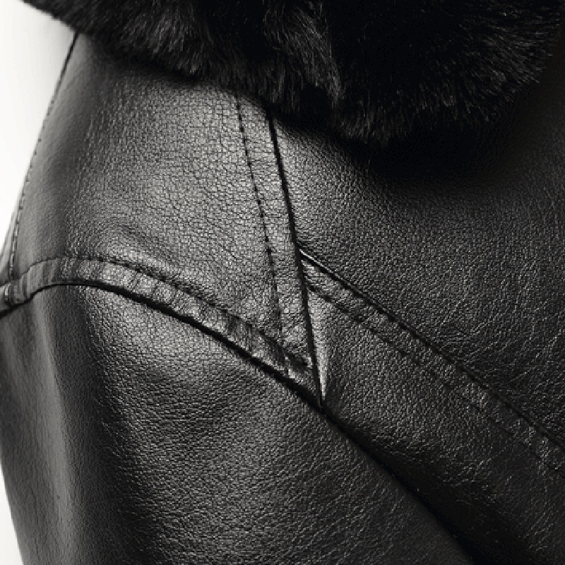 Ανδρικό χειμωνιάτικο βελούδινο χοντρό δερμάτινο μπουφάν Μεγάλη γούνα Χαλαρό casual συνθετικό δερμάτινο παλτό με κολάρο από μασίφ ανδρικό δερμάτινο πανωφόρι