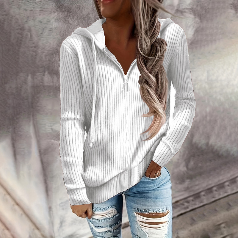 Toamnă Oversized Sfert 1/4 Fermoar Hanorac în dungi Hanorace cu mânecă lungă Umăr căzut Pulover Pulover Pulover Top