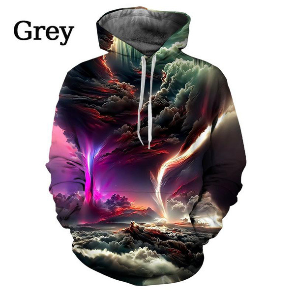 2023. aasta lahe kapuuts, Unisex 3D Prindiga Värvilised moerõivad Värvitrükiga Psühhedeelsed kapuutsiga topid