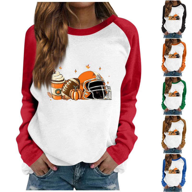 Γραφικό νέο σε φούτερ Γυναικεία φαρδιά μακρυμάνικα φθινοπωρινά χειμωνιάτικα ρούχα Μόδα γυναικείων ενδυμάτων 2023 Μπλούζες εκτύπωσης για την Ημέρα των Ευχαριστιών