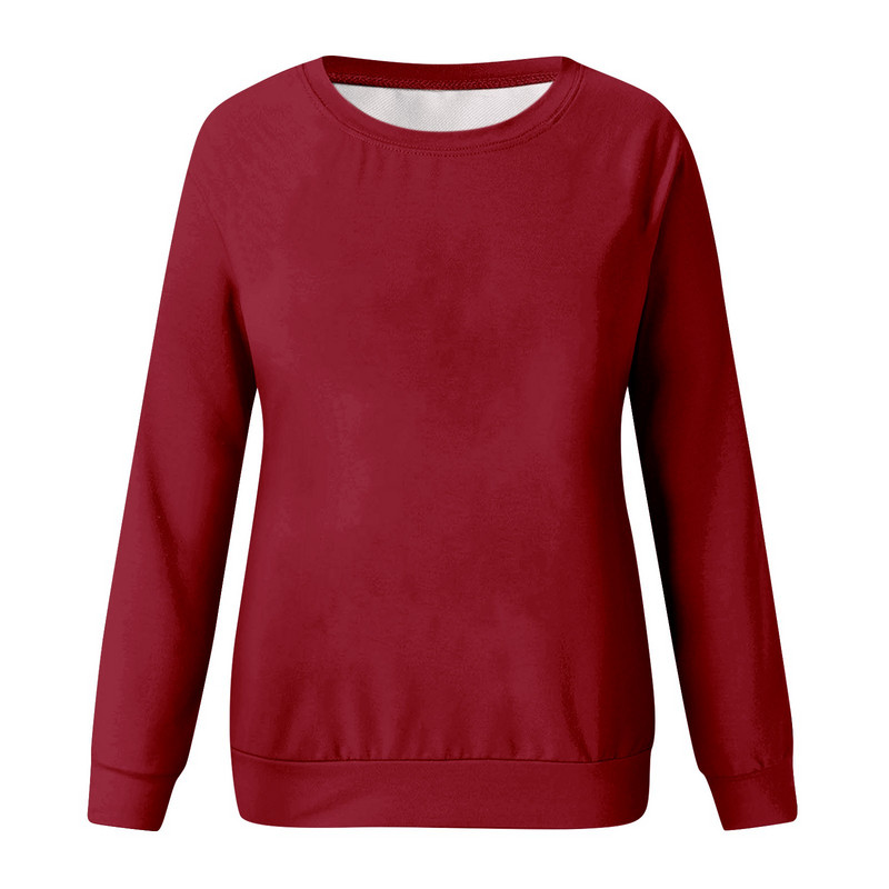 Naiste dressipluus Uus soliidne O-kaelusega pikkade varrukatega kapuuts Mood Naiste tänavariided Slouch Pullover džemprid 6 värvi Suurus S-XXXL