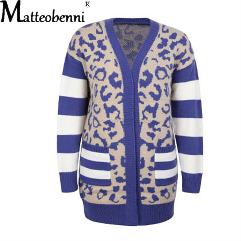 Leopardimustriga kardigan kootud naiste pikkade varrukatega tasku Sügistalvised pikad kampsunid Mood 2021 Naiste vabaaja lahtine maksimantel