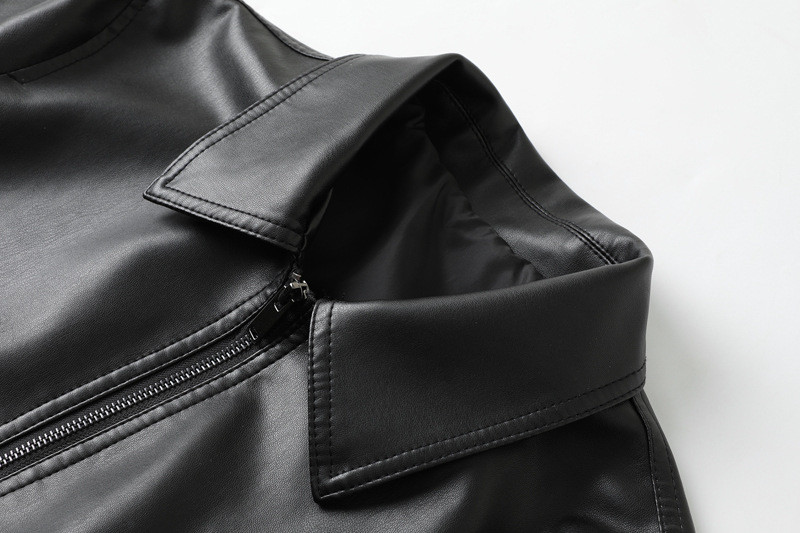 Ανδρικό δερμάτινο μπουφάν με μαύρο φερμουάρ PU επώνυμα φθινόπωρο Νέα λεπτή εφαρμογή Business Casual παλτό Δερμάτινο παλτό Ανδρικό αντιανεμικό μοτοσικλέτα 4XL