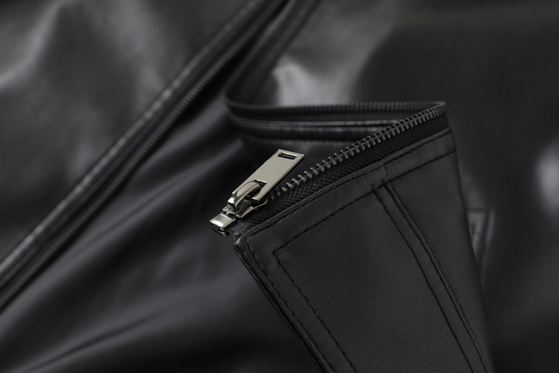 Ανδρικό δερμάτινο μπουφάν με μαύρο φερμουάρ PU επώνυμα φθινόπωρο Νέα λεπτή εφαρμογή Business Casual παλτό Δερμάτινο παλτό Ανδρικό αντιανεμικό μοτοσικλέτα 4XL