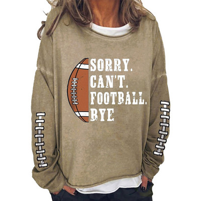 Μόδα Rugby Letter Φούτερ χωρίς κουκούλα Γυναικεία Φθινόπωρο Χειμώνας Harajuku Y2K Streetwear Γυναικεία φαρδιά πουλόβερ Μπλούζες με κουκούλα