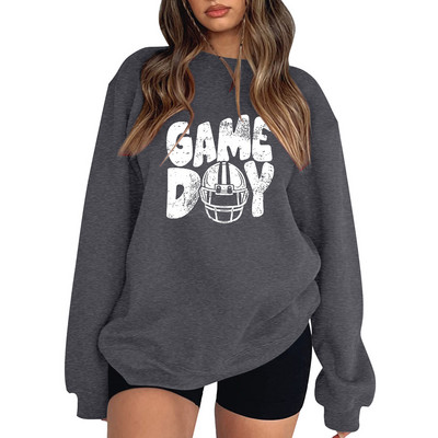 Loose Fit Ευέλικτο Rugby Letter Φούτερ χωρίς κουκούλες Γυναικείες Φθινοπωρινές χειμερινές πουλόβερ κουκούλες Top Αθλητικά ρούχα Harajuku Y2K