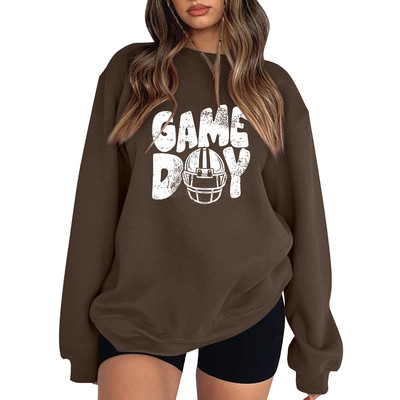 Loose Fit Ευέλικτο Rugby Letter Φούτερ χωρίς κουκούλες Γυναικείες Φθινοπωρινές χειμερινές πουλόβερ κουκούλες Top Αθλητικά ρούχα Harajuku Y2K