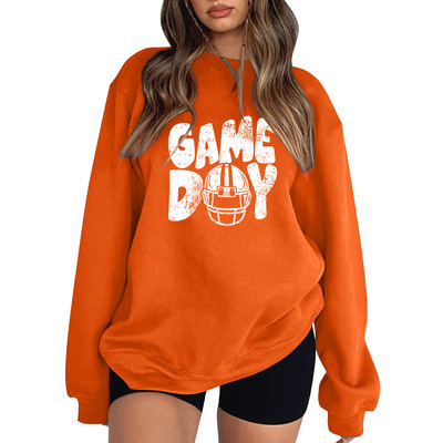 Loose Fit Ευέλικτο Rugby Letter Φούτερ χωρίς κουκούλες Γυναικείες Φθινοπωρινές χειμερινές πουλόβερ κουκούλες Top Αθλητικά ρούχα Harajuku Y2K