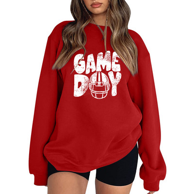 Loose Fit Ευέλικτο Rugby Letter Φούτερ χωρίς κουκούλες Γυναικείες Φθινοπωρινές χειμερινές πουλόβερ κουκούλες Top Αθλητικά ρούχα Harajuku Y2K