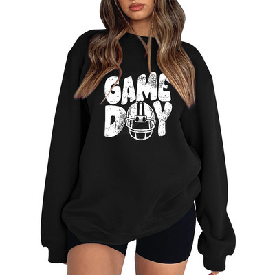 Loose Fit Ευέλικτο Rugby Letter Φούτερ χωρίς κουκούλες Γυναικείες Φθινοπωρινές χειμερινές πουλόβερ κουκούλες Top Αθλητικά ρούχα Harajuku Y2K