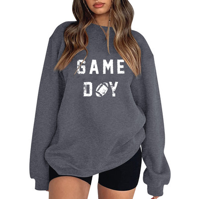 Loose Fit Ευέλικτο Rugby Letter Φούτερ χωρίς κουκούλες Γυναικείες Φθινοπωρινές χειμερινές πουλόβερ κουκούλες Top Αθλητικά ρούχα Harajuku Y2K