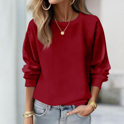 Ženska majica s kratkim rukavima Nova jednobojna majica s kapuljačom s dugim rukavima i O-izrezom, modna ženska ulična odjeća, spušteni pulover, džemperi, 6 boja, veličina S-XXXL
