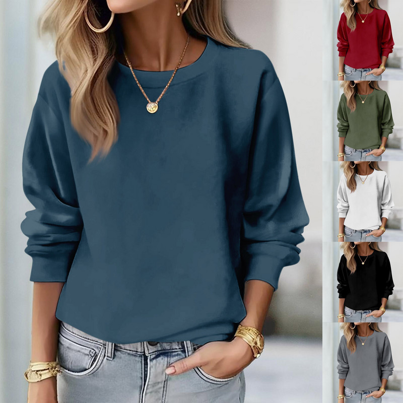 Ženska majica s kratkim rukavima Nova jednobojna majica s kapuljačom s dugim rukavima i O-izrezom, modna ženska ulična odjeća, spušteni pulover, džemperi, 6 boja, veličina S-XXXL