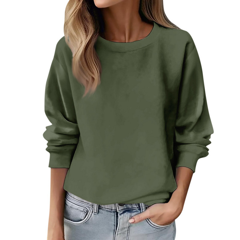 Ženska majica s kratkim rukavima Nova jednobojna majica s kapuljačom s dugim rukavima i O-izrezom, modna ženska ulična odjeća, spušteni pulover, džemperi, 6 boja, veličina S-XXXL