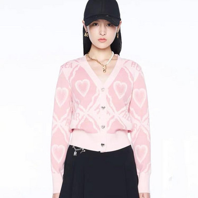 Ζακέτα με λαιμόκοψη με λαιμόκοψη V Γυναικεία πουλόβερ φθινοπωρινό μακρυμάνικο 2023 Κομψά γλυκιά μόδα Γυναικεία πλεκτά μπλουζάκια