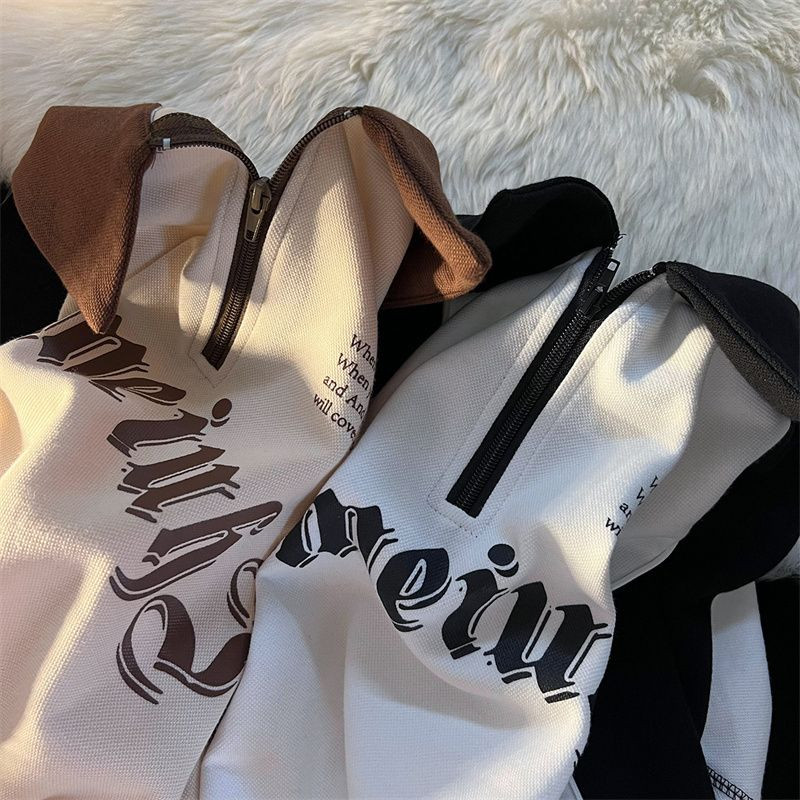 Američke retro polo majice dugih rukava u boji za muškarce i žene za proljeće i jesen, tanke ulične ležerne majice za par