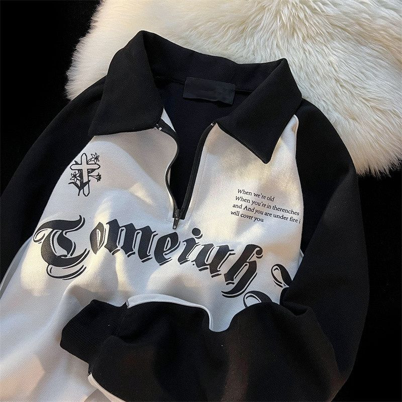 Američke retro polo majice dugih rukava u boji za muškarce i žene za proljeće i jesen, tanke ulične ležerne majice za par