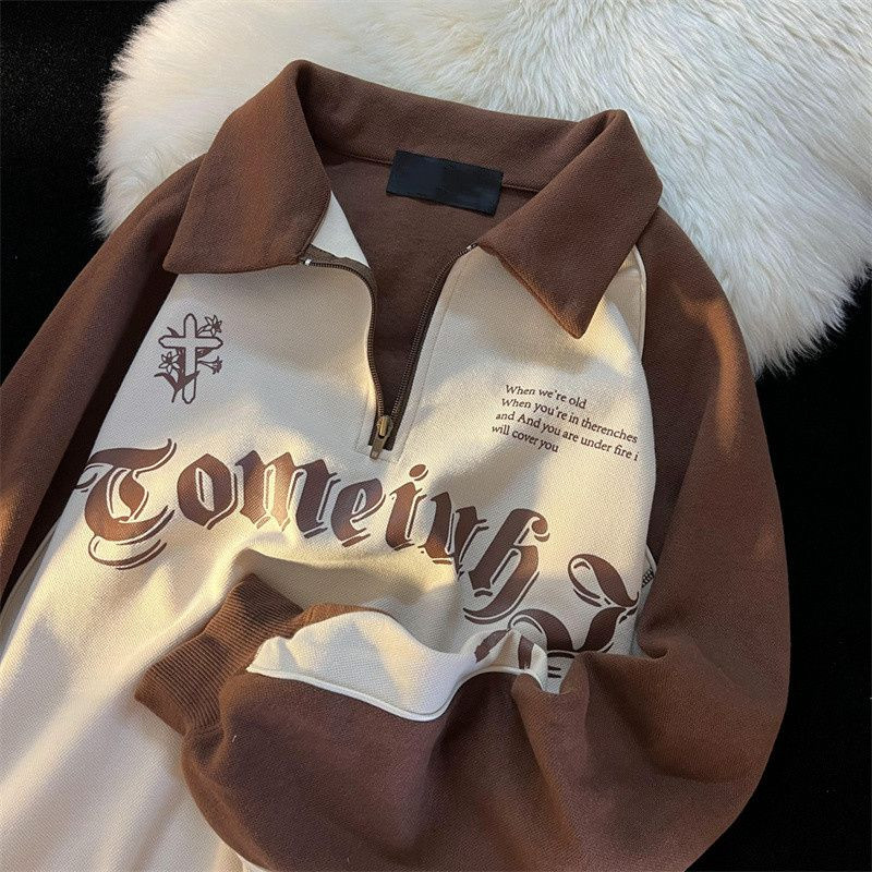 Američke retro polo majice dugih rukava u boji za muškarce i žene za proljeće i jesen, tanke ulične ležerne majice za par