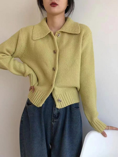 Ezgaga megztas megztinis moteriškas prancūziško stiliaus prašmatnus apykaklė Rudens žiema Elegantiškas megztinis Viršutiniai drabužiai Laisvi moteriški viršutiniai drabužiai