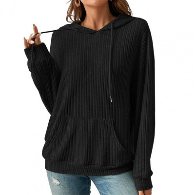 Πουλόβερ πουλόβερ με φαρδιά πέτα Ριγέ πλεκτό Hoodie Μαλακό φαρδύ πουλόβερ πουλόβερ για γυναίκες για γυναίκες του φθινοπώρου του χειμώνα