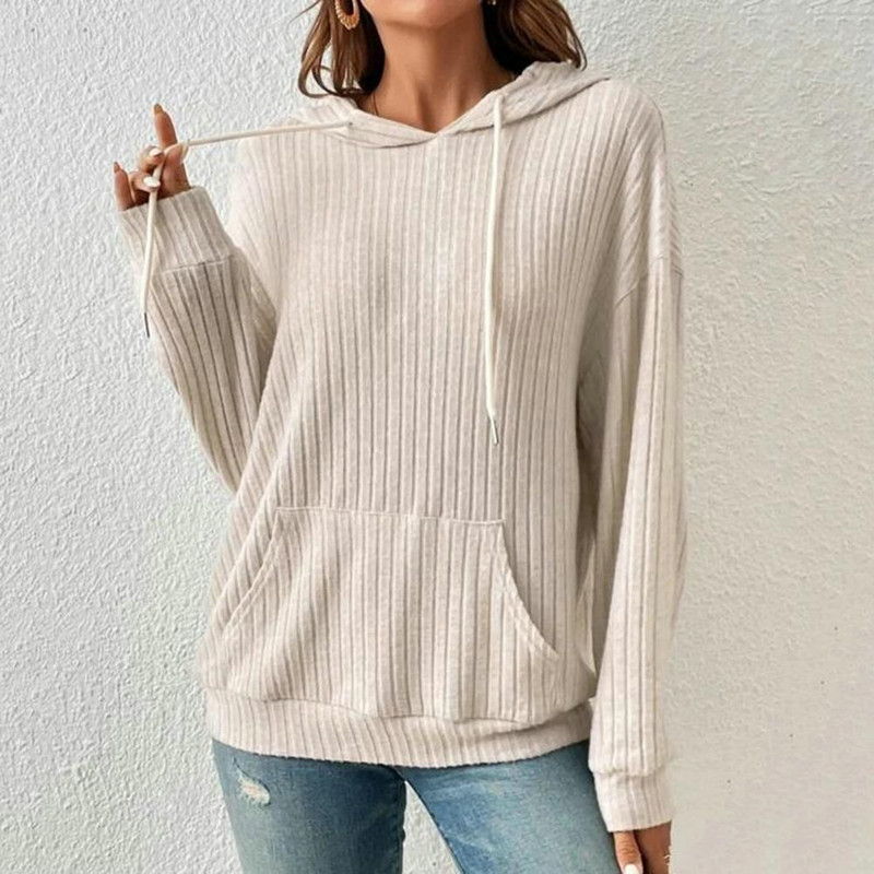 Πουλόβερ πουλόβερ με φαρδιά πέτα Ριγέ πλεκτό Hoodie Μαλακό φαρδύ πουλόβερ πουλόβερ για γυναίκες για γυναίκες του φθινοπώρου του χειμώνα