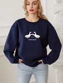 Jesenska ležerna majica s kratkim rukavima za žene Slatki pulover s printom na koži, topli dugi rukavi, majica s kapuljačom s O-izrezom Ženska modna odjeća