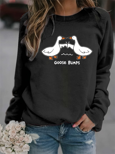 Jesenska ležerna majica s kratkim rukavima za žene Slatki pulover s printom na koži, topli dugi rukavi, majica s kapuljačom s O-izrezom Ženska modna odjeća