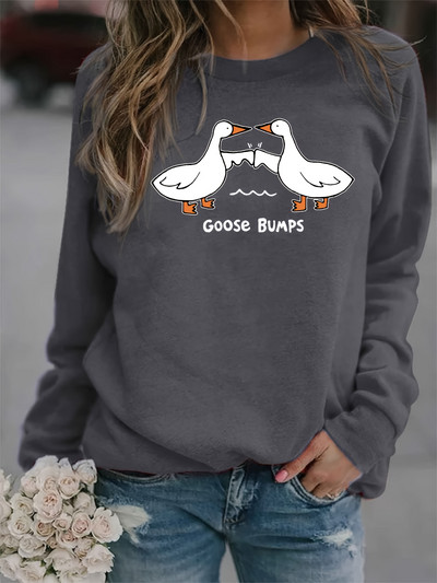 Jesenska ležerna majica s kratkim rukavima za žene Slatki pulover s printom na koži, topli dugi rukavi, majica s kapuljačom s O-izrezom Ženska modna odjeća