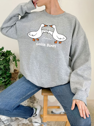 Jesenska ležerna majica s kratkim rukavima za žene Slatki pulover s printom na koži, topli dugi rukavi, majica s kapuljačom s O-izrezom Ženska modna odjeća