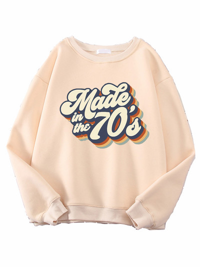 Φθινοπωρινό χειμερινό vintage φούτερ Made in the 70's printed γυναικεία κουκούλα Ζεστό μακρυμάνικο πουλόβερ με λαιμόκοψη Γυναικεία casual ρούχα