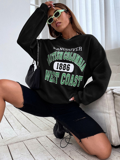 Φθινοπωρινό γυναικείο φούτερ Vancouver British Columbia West Coast Letter με στάμπα πουλόβερ με μακρυμάνικα γυναικεία ρούχα