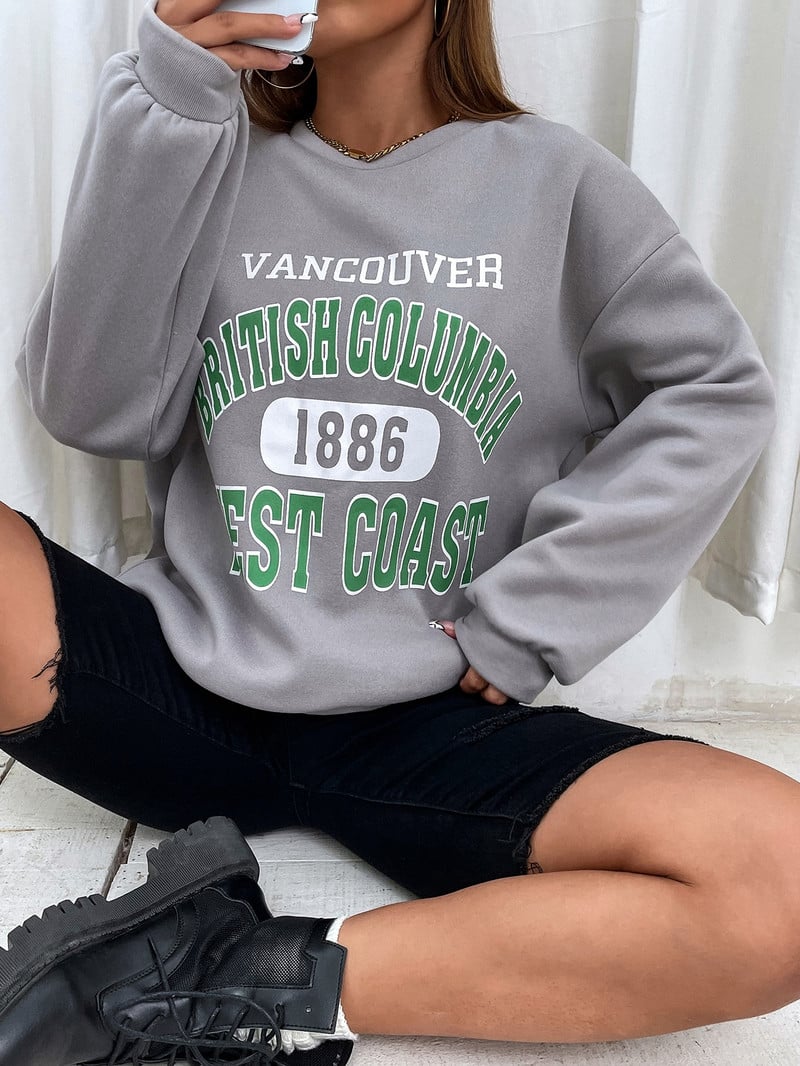 Φθινοπωρινό γυναικείο φούτερ Vancouver British Columbia West Coast Letter με στάμπα πουλόβερ με μακρυμάνικα γυναικεία ρούχα
