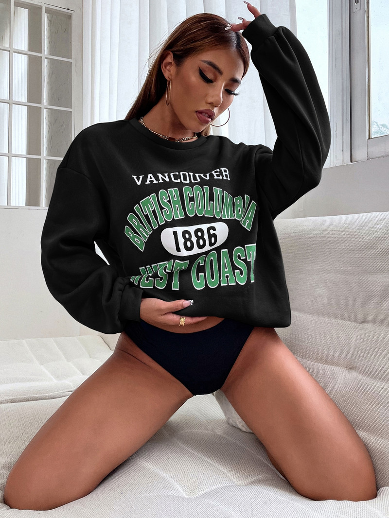 Φθινοπωρινό γυναικείο φούτερ Vancouver British Columbia West Coast Letter με στάμπα πουλόβερ με μακρυμάνικα γυναικεία ρούχα