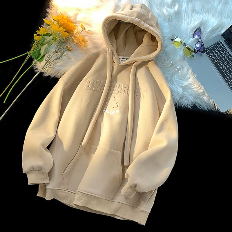 Cute Kawaii Bear Hooded Essentials Γυναικεία κουκούλα Φθινόπωρο Χειμερινό γράμμα εκτύπωσης αφρού Γυναικεία φούτερ με κουκούλα Y2K Streetwear