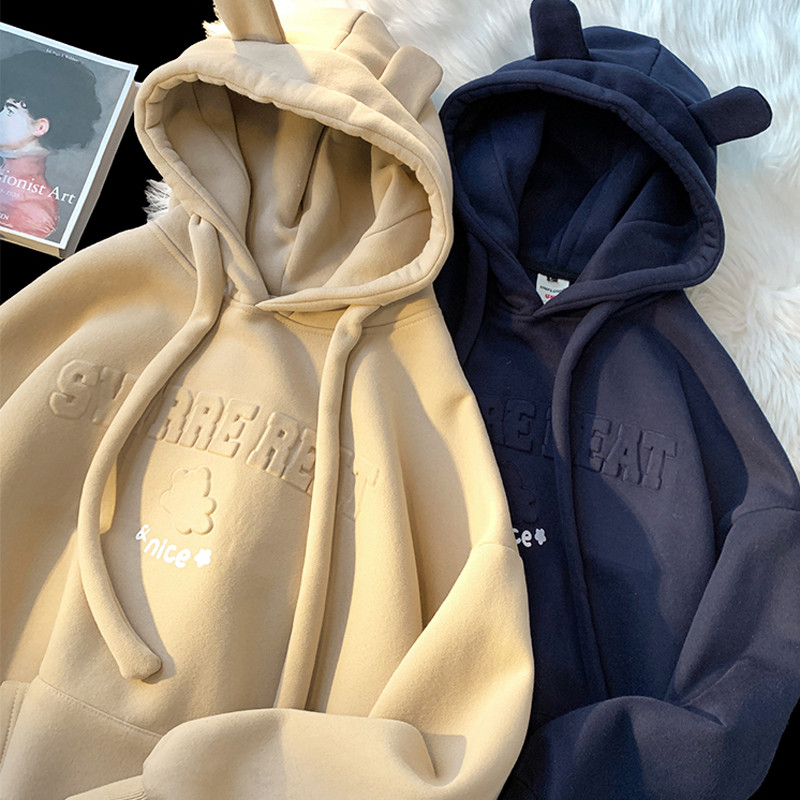 Cute Kawaii Bear Hooded Essentials Γυναικεία κουκούλα Φθινόπωρο Χειμερινό γράμμα εκτύπωσης αφρού Γυναικεία φούτερ με κουκούλα Y2K Streetwear