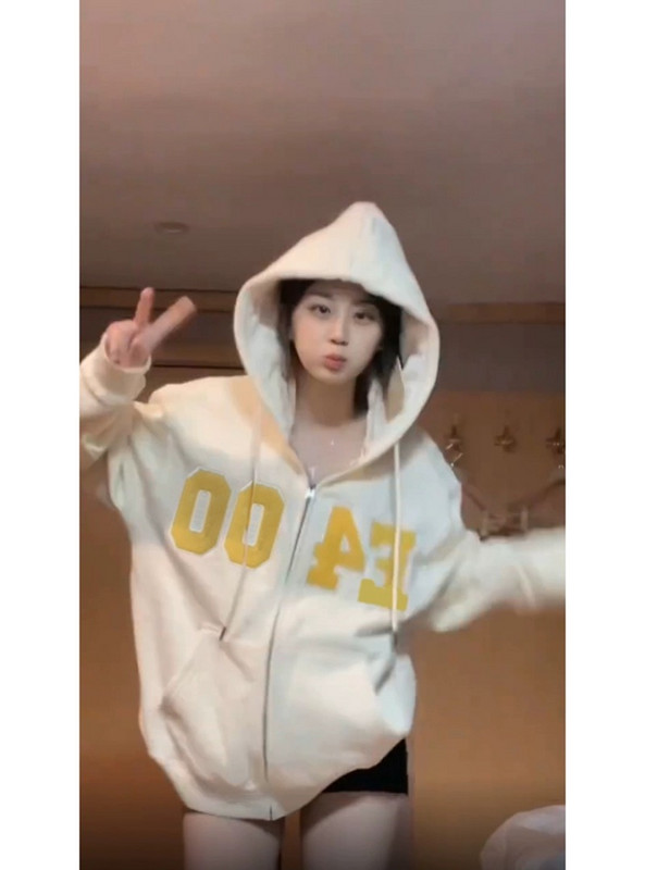 Creative Alphabet Cardigan Y2k Zip Up Hoodie Woman Φθινοπωρινό All-Match Γυναικείο μακρυμάνικο φερμουάρ Μπουφάν Κορέας μόδας