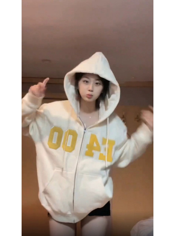 Creative Alphabet Cardigan Y2k Zip Up Hoodie Woman Φθινοπωρινό All-Match Γυναικείο μακρυμάνικο φερμουάρ Μπουφάν Κορέας μόδας