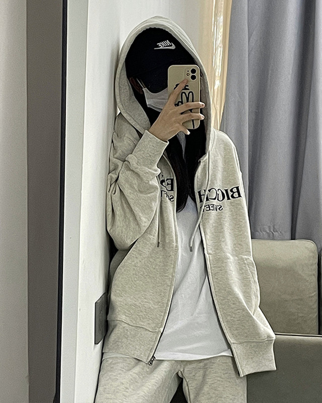 Δημιουργική σχεδίαση Y2k με φερμουάρ Γυναικεία κουκούλα Φθινοπωρινό Χειμώνα με μακρυμάνικο γυναικείο φούτερ με κουκούλα μεγάλου μεγέθους Επιστολή εκτύπωσης Casual Hoodie Y2k Zip