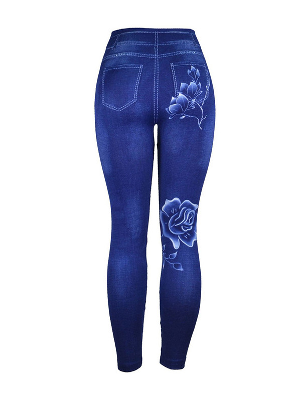 CUHAKCI Out Wear Peony Printed Sight ImiTation Τζιν Καλοκαιρινό Γυναικείο Παντελόνι Fitness Τζιν Υψηλής ελαστικότητας χωρίς ραφή γυμναστικής κολάν γιόγκα