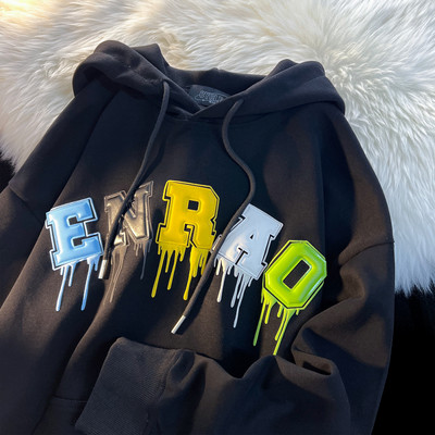 Hoodie s kapuljačom s pjenastim printom slova za žene Univerzalne modne, estetske majice s kapuljačom Cool Tide, posebno za žene za zimu