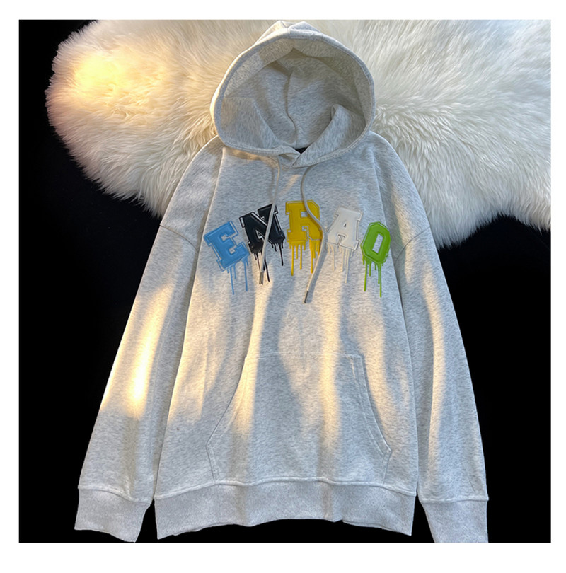 Hoodie s kapuljačom s pjenastim printom slova za žene Univerzalne modne, estetske majice s kapuljačom Cool Tide, posebno za žene za zimu